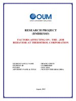 Factors affect on the job behavior at thermtrol corporation 