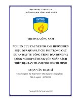 Nghiên cứu các yếu tố ảnh hưởng đến hiệu quả quản lý chi phí trong các dự án đầu tư công trình dân dụng và công nghiệp sử dụng vốn ngân sách trên địa bàn thành phố hồ chí minh 
