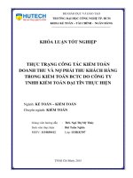 Thực trạng công tác kiểm toán doanh thu  nợ phải thu khách hàng trong kiểm toán BCTC do cty TNHH kiểm toán BCTC do cty TNHH kiểm toán đại tín thực hiện 