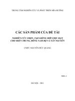 Nghiên cứu chọn, tạo giống mới chịu hạn cho miền trung, đông nam bộ và tây nguyên   các sản phẩm của đề tài