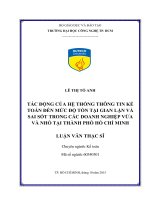 Tác động của hệ thống thông tin kế toán đến mức độ tồn tại gian lận và sai sót trong các doanh nghiệp vừa và nhỏ tại thành phố hồ chí minh 