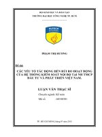 Các yếu tố tác động đến rủi ro hoạt động của hệ thống kiểm soát nội bộ tại NH TMCP đầu tư và phát triển việt nam 