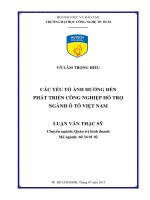 Các yếu tố ảnh hưởng đến phát triển công nghiệp hỗ trợ ngành ô tô việt nam 