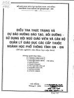 Điều tra thực trạng và dự báo hướng đào tạo, bồi dưỡng sử dụng đội ngũ giáo viên và cán bộ quản lý giáo dục các cấp thuộc ngành học phổ thông tỉng QN đn