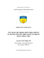 Xây dựng hệ thống phát hiện những xu hướng nổi lên trên mạng xã hội sử dụng tiếng việt 