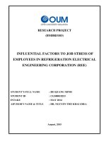 Influential factors to job stress of employees in refrigeration electrical engineering corporation (REE) 