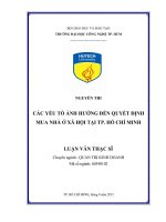 Các yếu tố ảnh hưởng đến quyết định mua nhà ở xã hội tại tp  hồ chí minh 