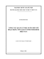 Công tác quản lý nhà nước đối với hoạt động tôn giáo ở tỉnh ninh bình hiện nay