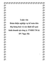 Luận văn hoàn thiện nghiệp vụ kế toán tiêu thụ hàng hoá và xác định kết quả kinh doanh tại công ty TNHH TM DV ngọc hà