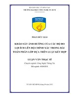 Khảo sát ảnh hưởng của các độ đo lợi ích lên độ chính xác trong bài toán phân lớp dựa trên luật kết hợp 