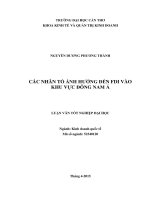 các nhân tố ảnh hưởng đến fdi vào khu vực đông nam á