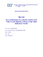 SỰ LÃNH ĐẠO CỦA ĐẢNG CỘNG SẢN VIỆT NAM TRONG CÔNG CUỘC ĐỔI MỚI ĐẤT NƯỚC