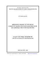 Kiểm soát chi đầu tư xây dựng cơ bản từ nguồn vốn ngân sách nhà nước qua kho bạc nhà nước Hải Dương