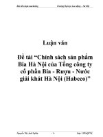 Đề tài chính sách sản phẩm bia hà nội của tổng công ty cổ phần bia   rượu   nước giải khát hà nội (habeco)