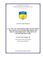 Các yếu tố ảnh hưởng đến quyết định mua hàng của người tiêu dùng tại trung tâm điện máy tiêu dùng ở thành phố bạc liêu 