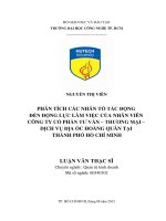 Phân tích các nhân tố tác động đến động lực làm việc của nhân viên công ty cổ phần tư vấn   thương mại   dịch vụ địa ốc hoàng quân tại thành phố hồ chí minh 