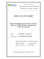 Phân tích hiệu quả quản trị vốn lưu động của cty TNHH TMDV vận tải cẩm vân 