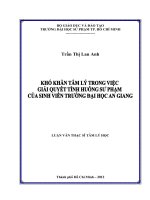 Khó khăn tâm lý trong việc giải quyết tình huống sư phạm của sinh viên trường đại học an giang 