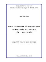 THIẾT kế WEBSITE hỗ TRỢ học SINH tự học PHẦN HOÁ hữu cơ lớp 11 BAN cơ bản 