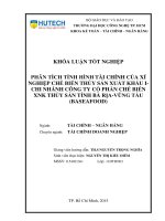 Phân tích tình hình tài chính của xí nghiệp chế biến thủy sản xuất khẩu i  chi nhánh công ty cổ phần chế biến XNK thủy sản tỉnh bà rịa   vũng tàu (baseafood) 