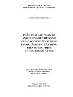 phân tích các nhân tố ảnh hưởng đến hệ số nợ của các công ty cổ phần thuộc lĩnh vực xây dựng trên sở giao dịch chứng khoán hà nội