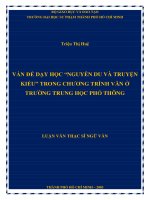 VẤN đề dạy học “NGUYỄN DU và TRUYỆN KIỀU” TRONG CHƯƠNG TRÌNH văn ở TRƯỜNG TRUNG học PHỔ THÔNG 