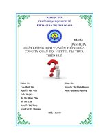 Đánh giá chất lượng dịch vụ viễn thông của công ty quân đội viettel tại tỉnh thừa thiên huế năm 2015