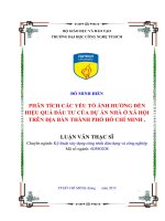 Phân tích các yếu tố ảnh hưởng đến hiệu quả đầu tư của các dự án nhà ở xã hội trên địa bàn thành phố hồ chí minh 