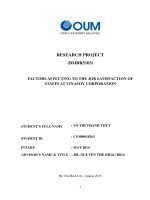 Factors affecting to the job satisfaction of staffs at vinasoy corporation 