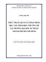THỰC TRẠNG QUẢN lý HOẠT ĐỘNG học tập THEO học CHẾ tín CHỈ tại TRƯỜNG đại học sư PHẠM THÀNH PHỐ hồ CHÍ MINH 