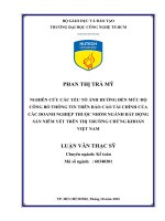 Nghiên cứu các yếu tố ảnh hưởng đến mức độ công bố thông tin trên báo cáo tài chính của các doanh nghiệp thuộc nhóm ngành bất động sản niêm yết trên thị trường chứng khoán việt nam 