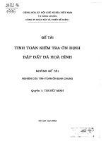Tính toán kiểm tra ổn định đập đất đá thủy điện hòa bình bản đầy đủ