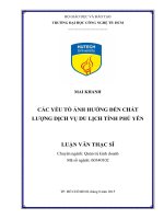 Các yếu tố ảnh hưởng đến chất lượng dịch vụ du lịch tỉnh phú yên 