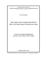 Phát triển nông nghiệp theo hướng bền vững trên địa bàn tỉnh quảng ninh