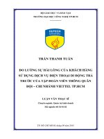 Đo lường sự hài lòng của khách hàng sử dụng dịch vụ điện thoại di động trả trước của tập đoàn viễn thông chi nhánh viettel tp  HCM 