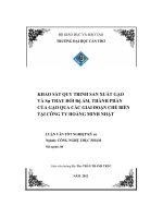 Khảo sát quy trình sản xuất gạo và sự thay đổi độ ẩm, thành phần của gạo qua các giai đoạn chế biến tại công ty hoàng minh nhật 