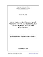 Hoàn thiện đề án xác định vị trí việc làm đối với cán bộ phòng, ban trường Đại học Hùng Vương, tỉnh Phú Thọ