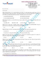 ĐỀ THI TRẮC NGHIỆM MÔN HÓA HỌC TRƯỜNG THPT NGÔ GIA TỰ  BẮC NINH