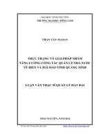 Thực trạng và giải pháp nhằm tăng cường công tác quản lý nhà nước về biển và hải đảo tỉnh quảng ninh