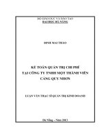 Luận văn thạc sĩ kế toán quản trị chi phí tại công ty TNHH một thành viên cảng qui nhơn