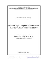 Quản lý nợ xấu tại ngân hàng TMCP Đầu tư và Phát triển Vĩnh Phúc