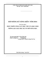 skkn PHÁT TRIỂN NĂNG lực học tập của học SINH THÔNG QUA dạy học dự án môn hóa học