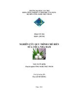 Nghiên cứu quy trình chế biến sữa chua nha đam