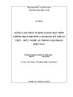 Nâng cao chất lượng giảng dạy môn chính trị ở trường cao đẳng nghề kỹ thuật việt   đức, nghệ an trong giai đoạn hiện nay  luận văn thạc sĩ khoa học giáo dục