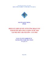 Khảo sát một số yếu  tố ở công đoạn nấu ảnh hưởng đến chất lượng nước nha tại nhà máy bia sài gòn – cần thơ