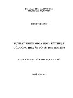 Sự phát triển khoa học   kỹ thuật của cộng hòa ấn độ từ 1950 đến 2010  luận văn thạc sĩ lịch sử
