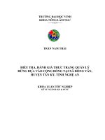 Điều tra, đánh giá thực trạng quản lý rừng dựa vào cộng đồng tại xã đồng văn, huyện tân kỳ, tỉnh nghệ an