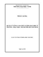 Quản lý nâng cao chất lượng dạy học ở trường phật học thành phố hồ chí minh  luận văn thạc sĩ khoa học giáo dục