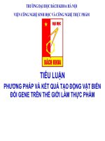 PHƯƠNG PHÁP VÀ KẾT QUẢ TẠO ĐỘNG VẬT BIẾN ĐỔI GENE TRÊN THẾ GIỚI LÀM THỰC PHẨM