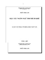Đặc sắc ngôn ngữ thơ bích khê
